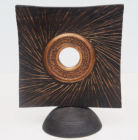 Standind disc - turned, textured and carved and dyed