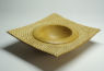 Square wooden bowl with textured rim