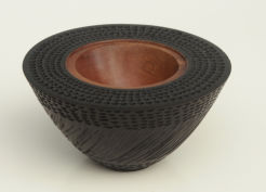 Turned, carved and textured Myrtle bowl