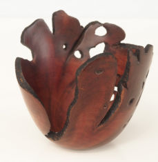 Natural edge wooden bowl pyrographed rim