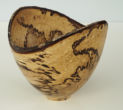 Spalted natural edge wooden bowl pyrographed rim