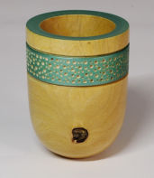 Turned, painted and textured wooden bowl 