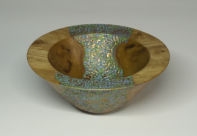 Turned, painted and textured bowl 